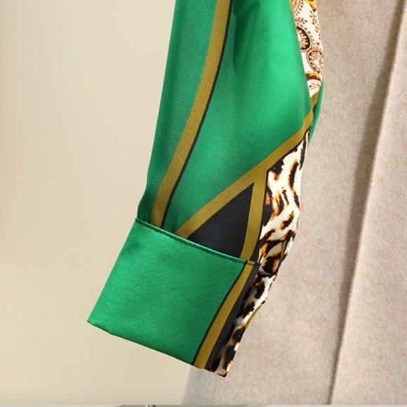 Fashion Leopard Contrast Long Sleeve Shirt Blouse Top - Picture 10 of 15